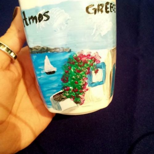 Κούπα ζωγραφισμένη  ,Μπαλκόνι στο Αιγαίο