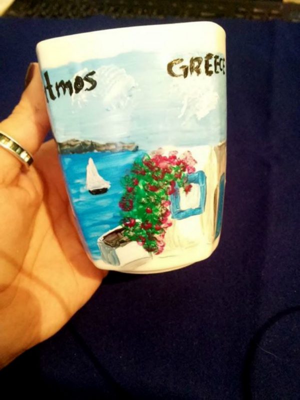 Κούπα ζωγραφισμένη  ,Μπαλκόνι στο Αιγαίο