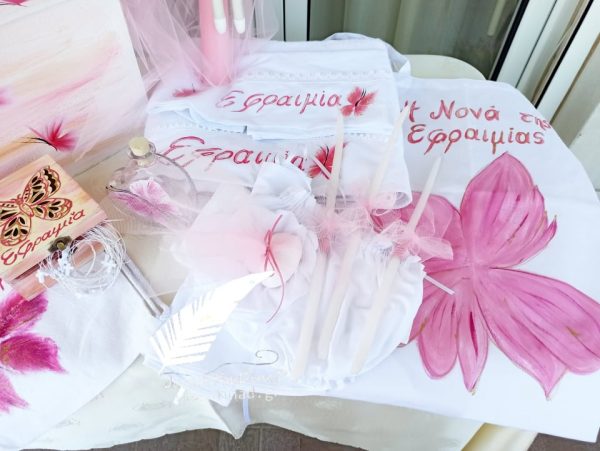 Σετ βαφτιστικό πακέτο ζωγραφισμένο ,Λουλούδια - Image 10